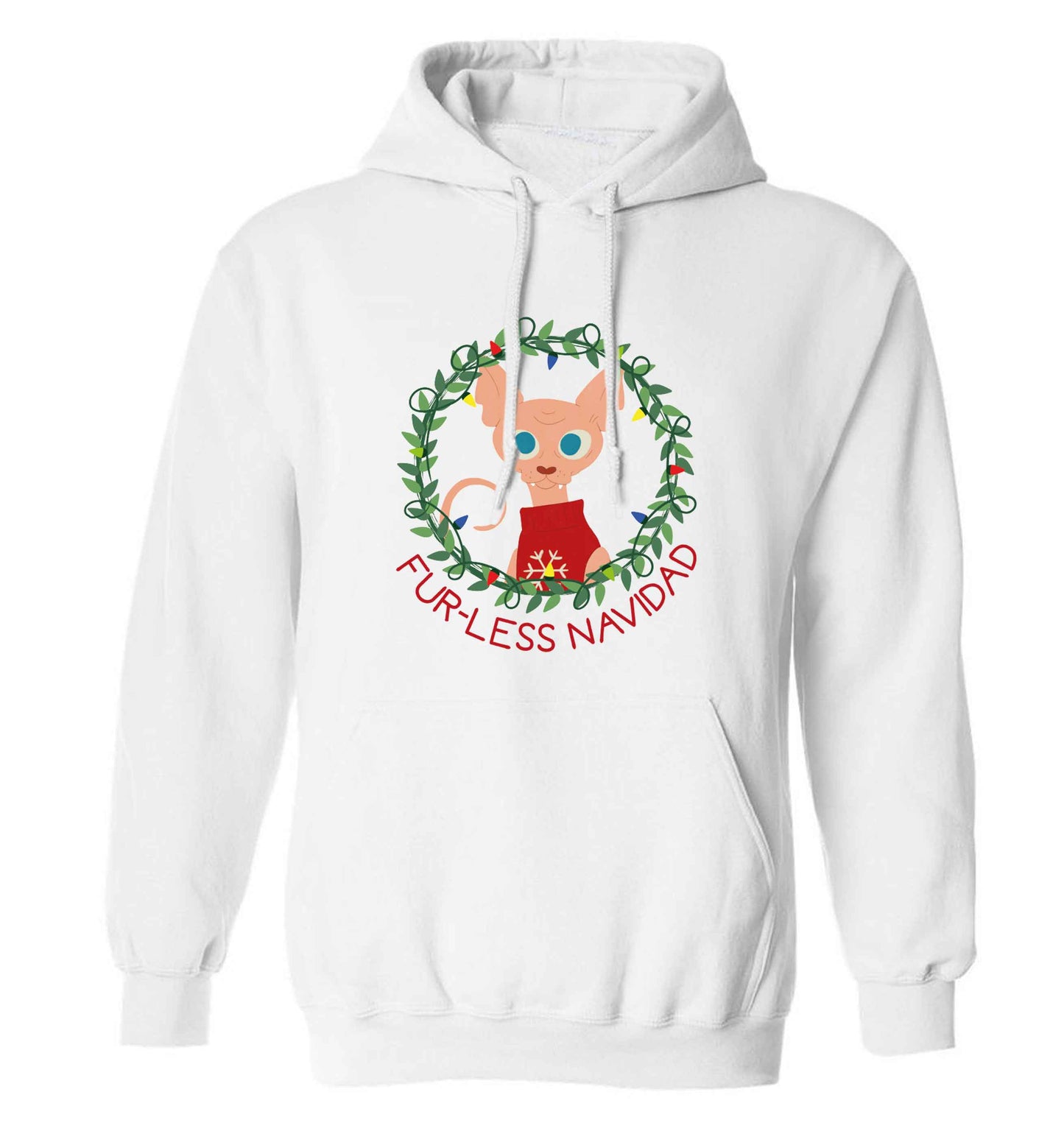 Furr-less navidad adults unisex white hoodie 2XL