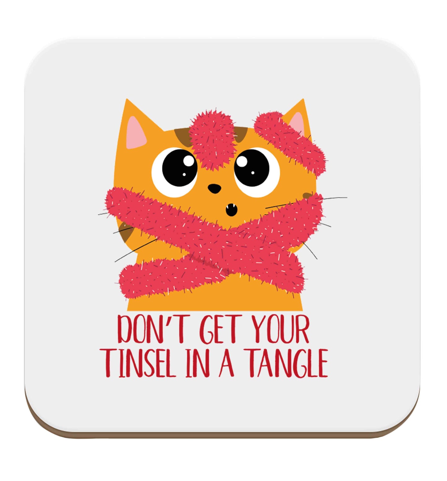 Don't get your tinsel in a tangle set of four coasters