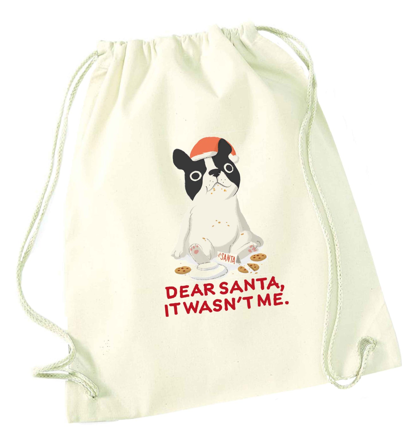 Dear Santa it wasn't me natural drawstring bag