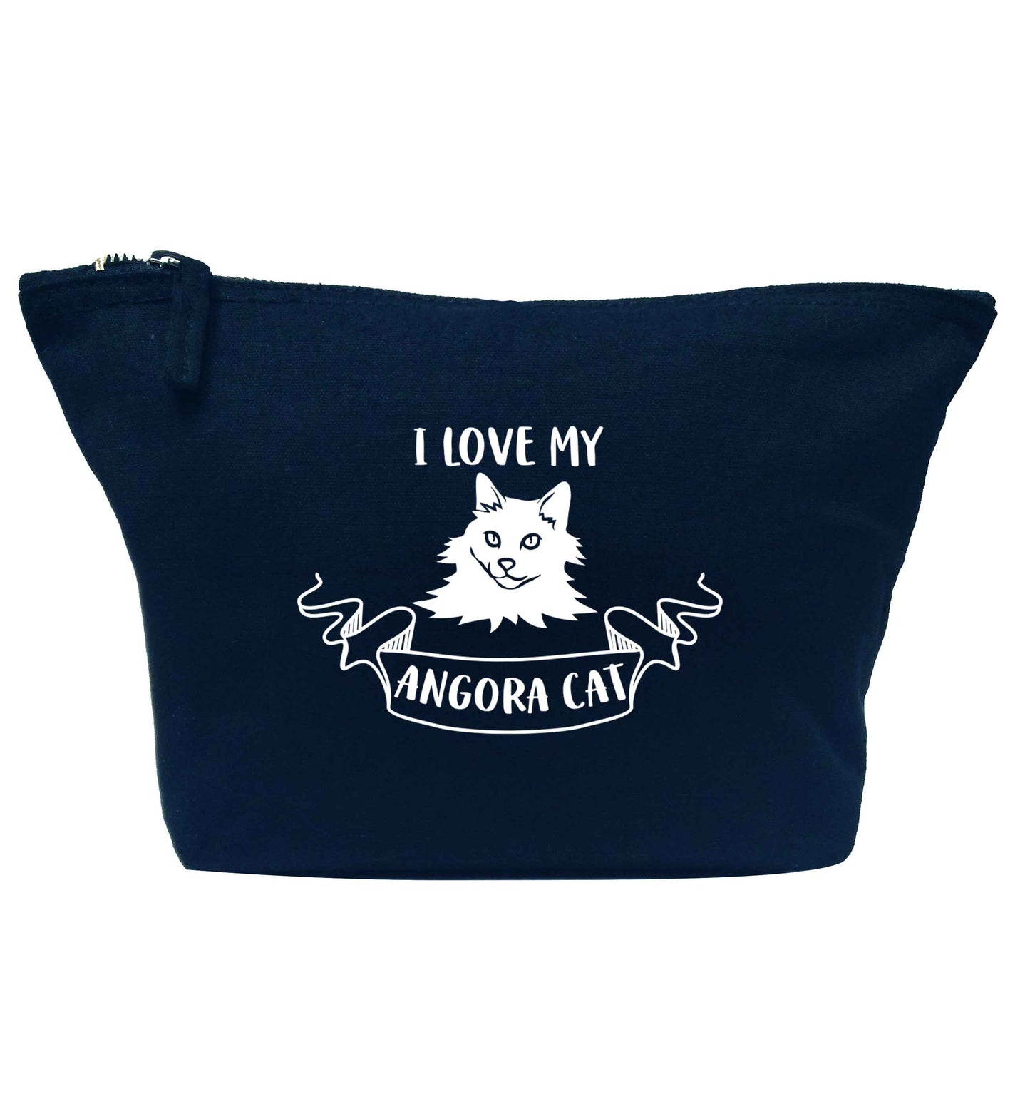 I love my angora cat navy makeup bag
