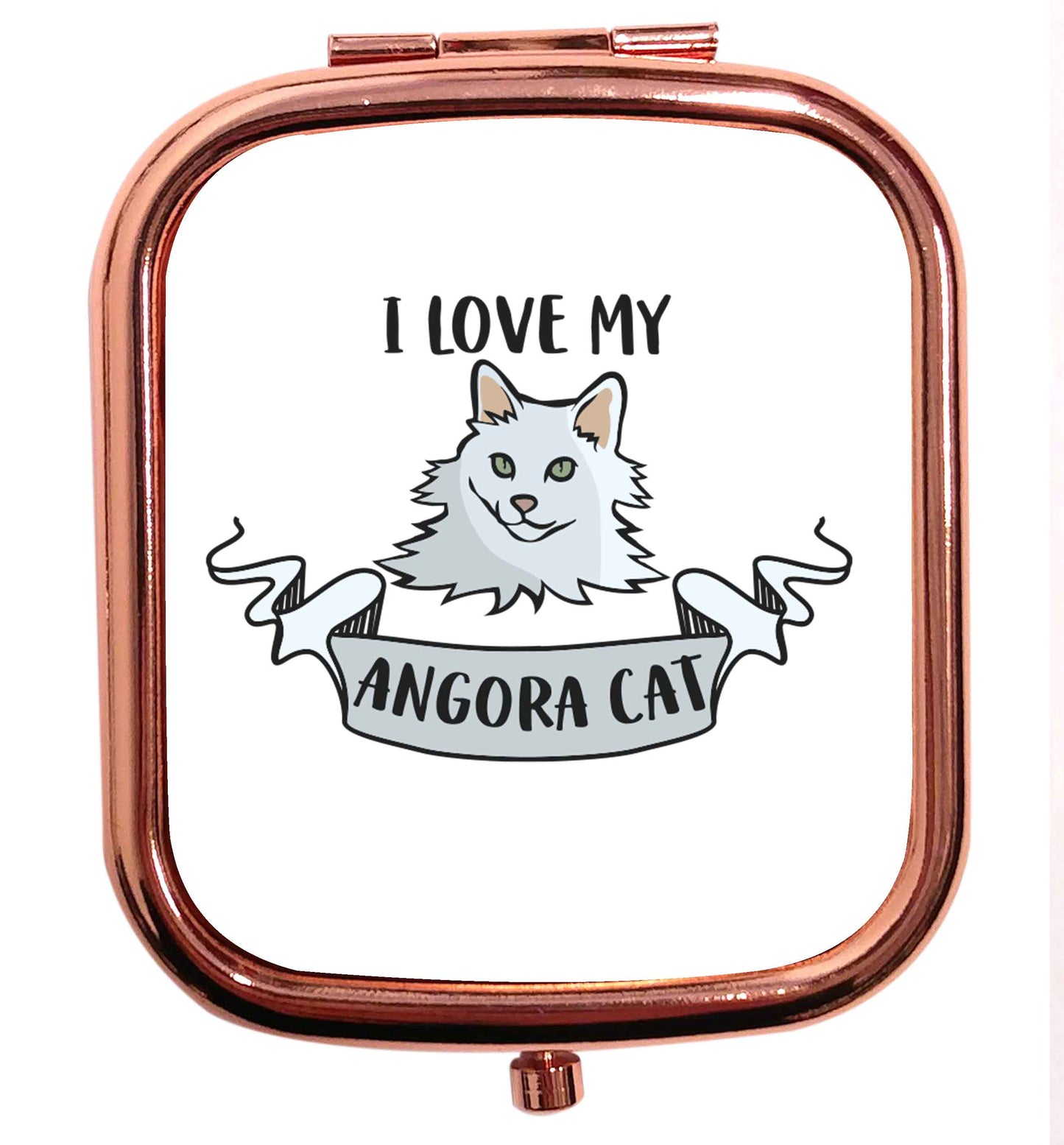 I love my angora cat rose gold square pocket mirror