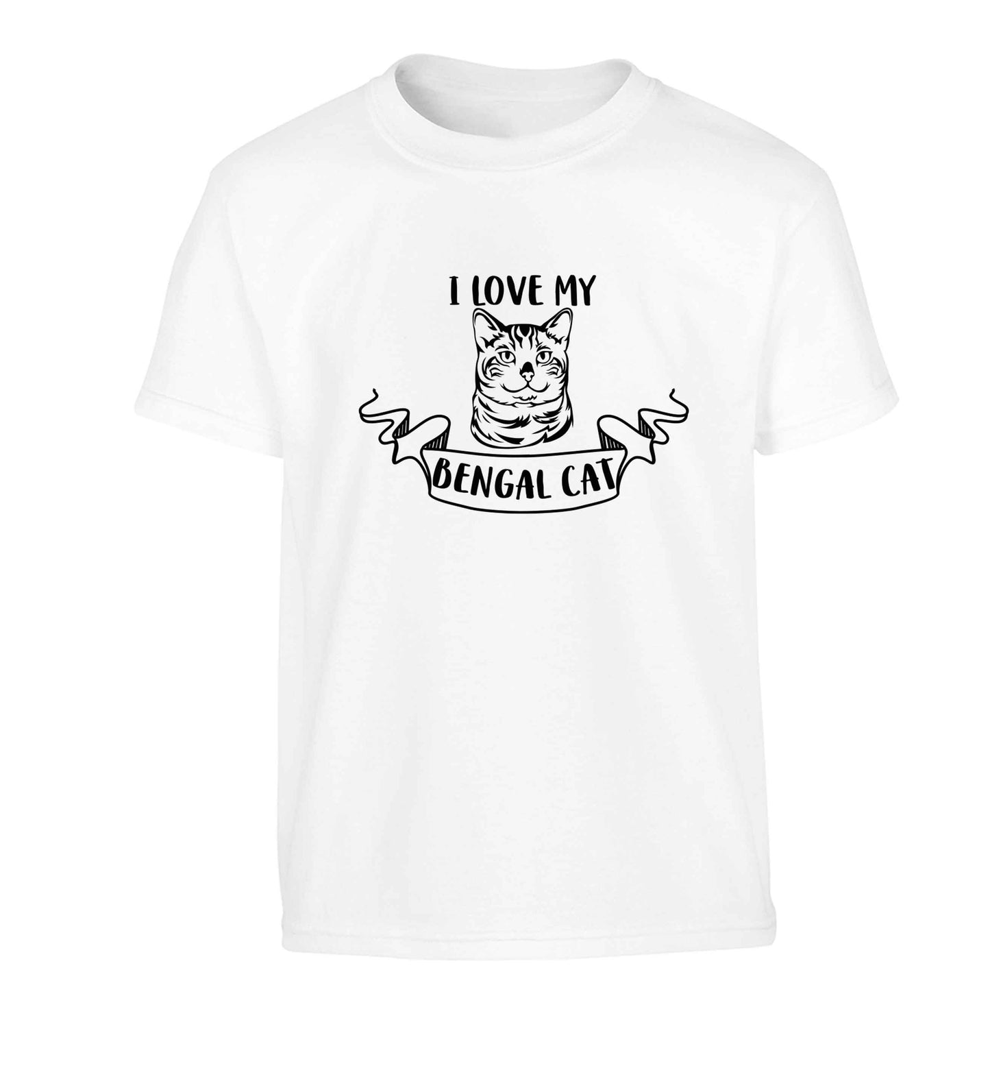 I love my begnal cat Children's white Tshirt 12-13 Years