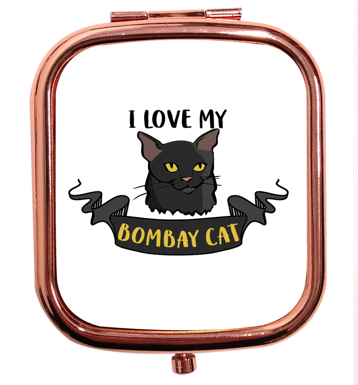 I love my bombay cat rose gold square pocket mirror