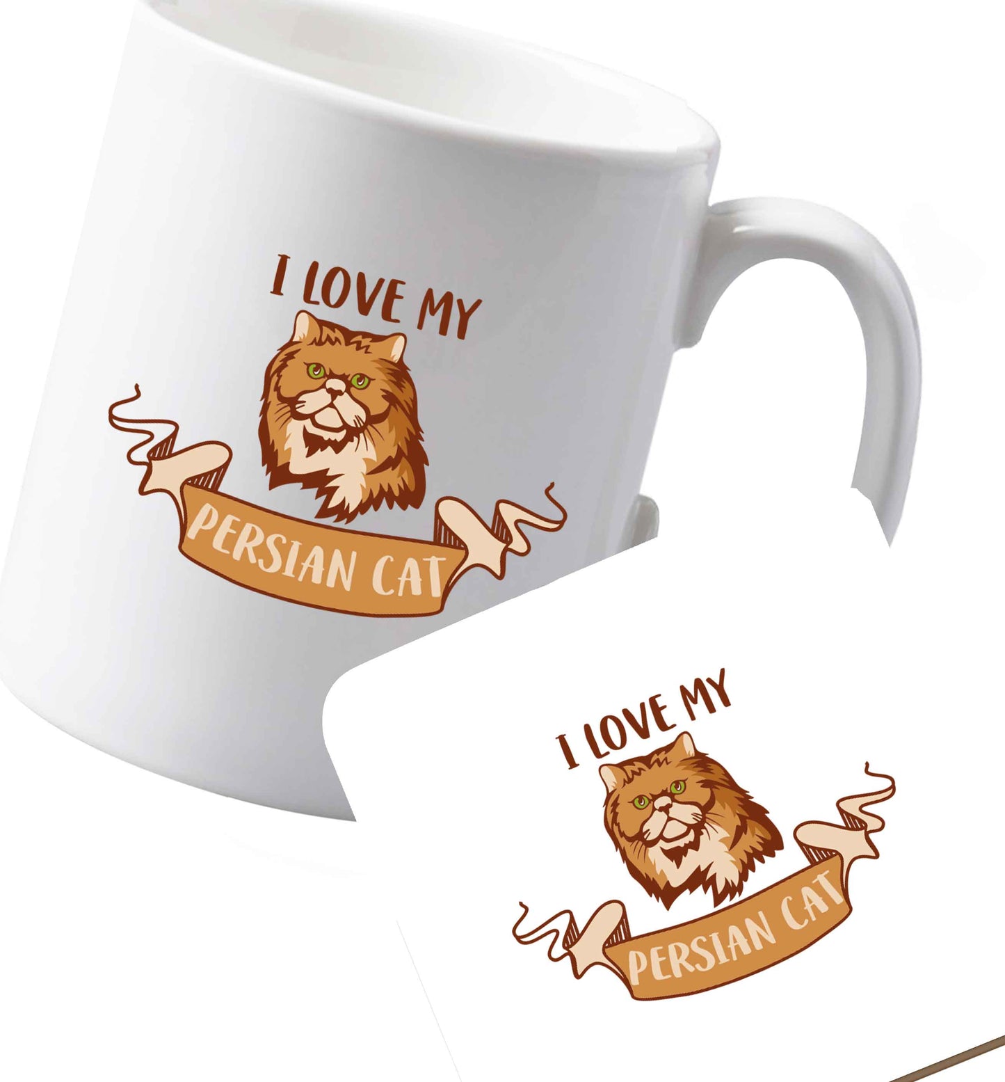 10 oz Ceramic mug and coaster I love my persian cat both sides