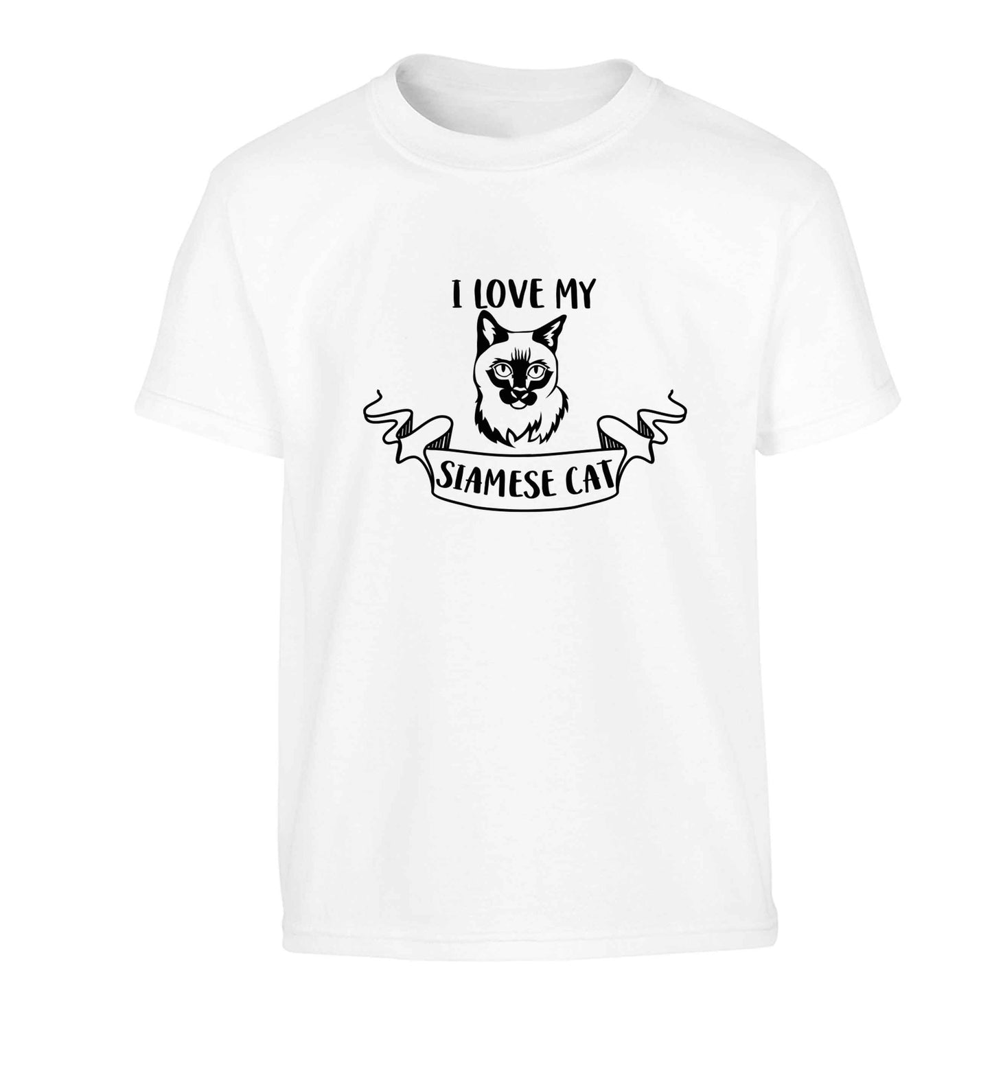 I love my siamese cat Children's white Tshirt 12-13 Years