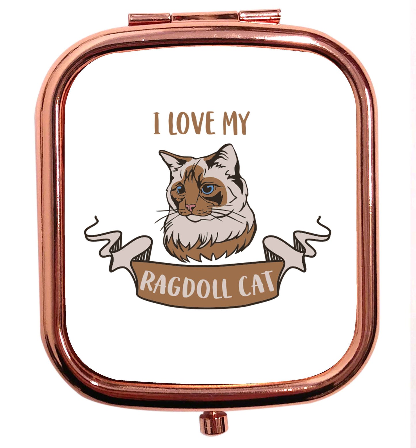 I love my ragdoll cat rose gold square pocket mirror