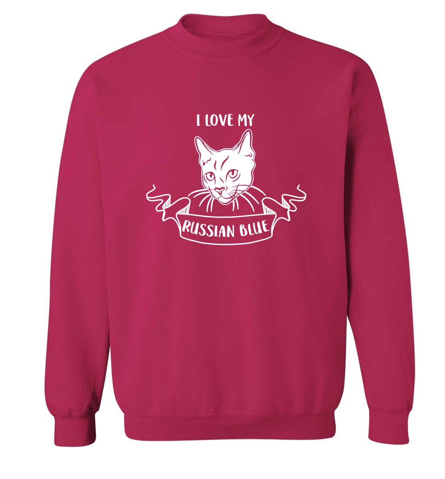 I love my russian blue adult's unisex pink sweater 2XL