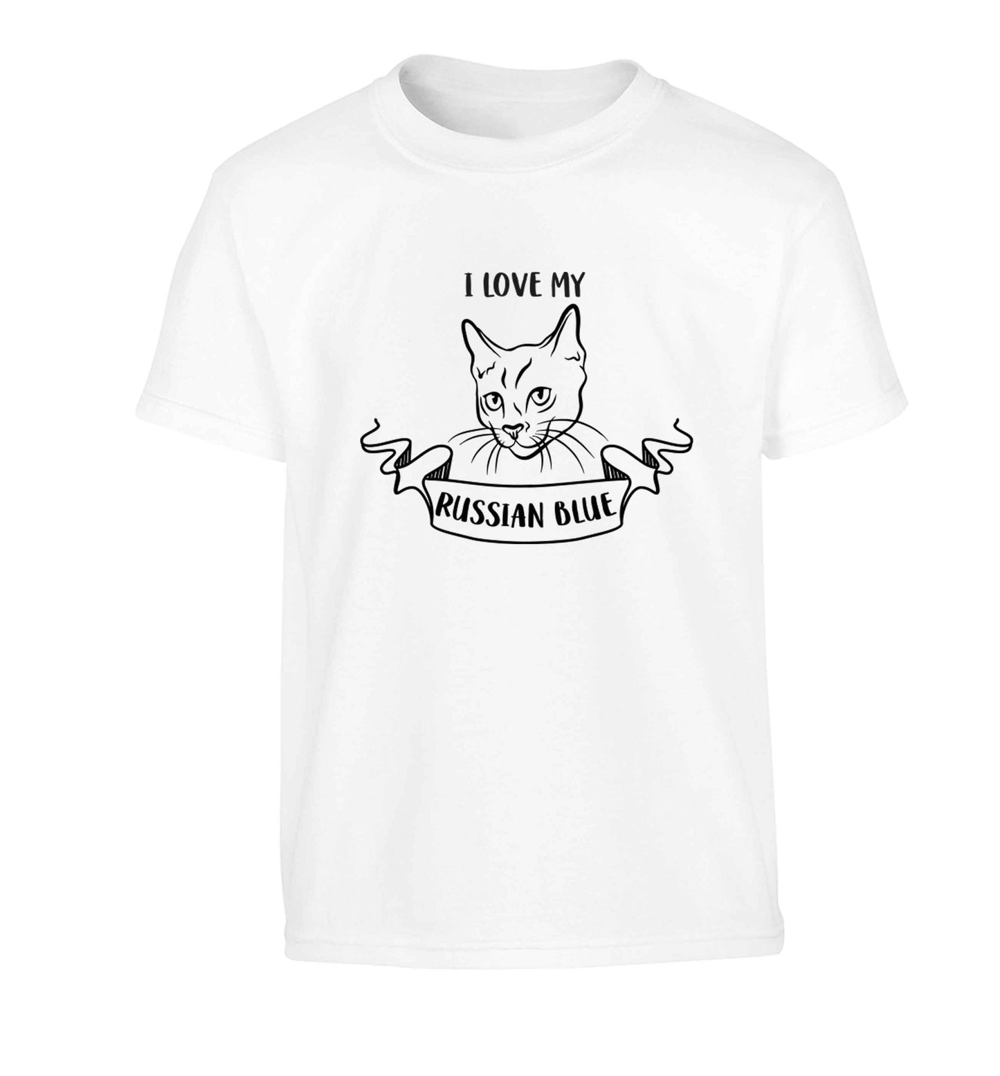 I love my russian blue Children's white Tshirt 12-13 Years
