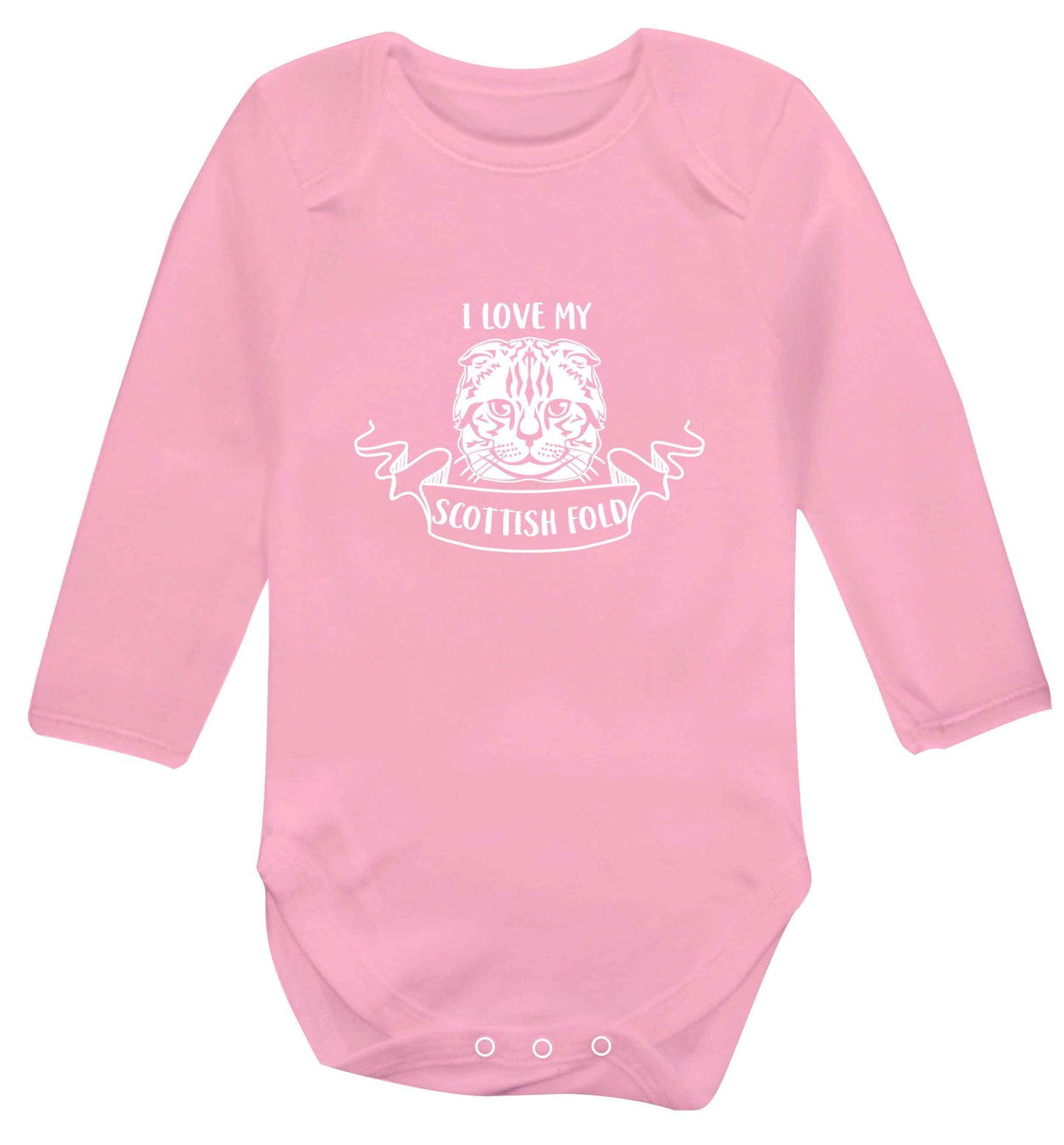 I love my scottish fold cat baby vest long sleeved pale pink 6-12 months