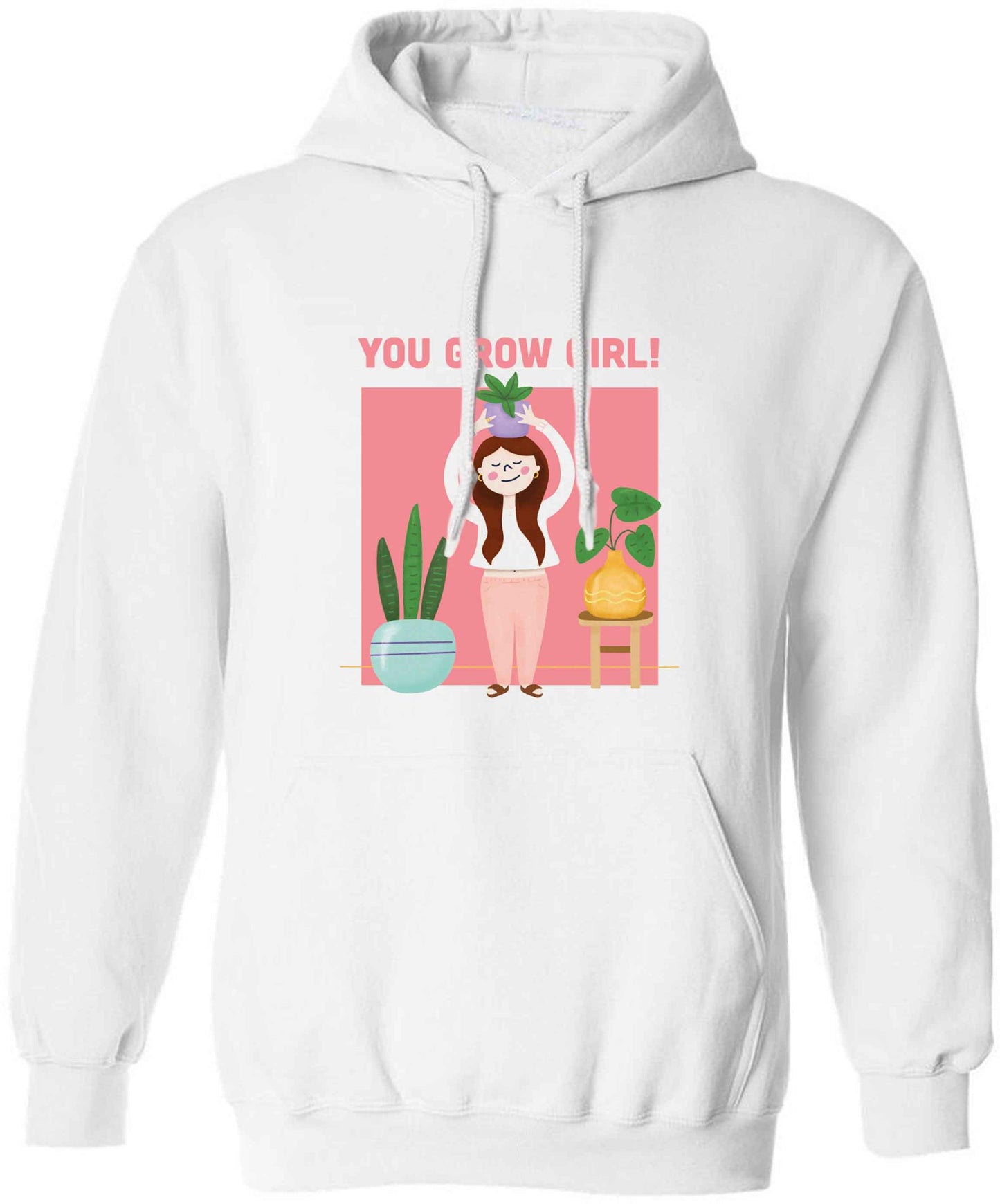 You grow girl adults unisex white hoodie 2XL