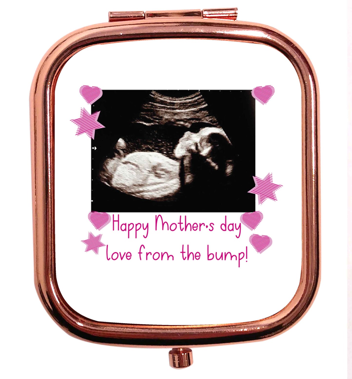 Happy Mother's day love from the bump - pink rose gold square pocket mirror