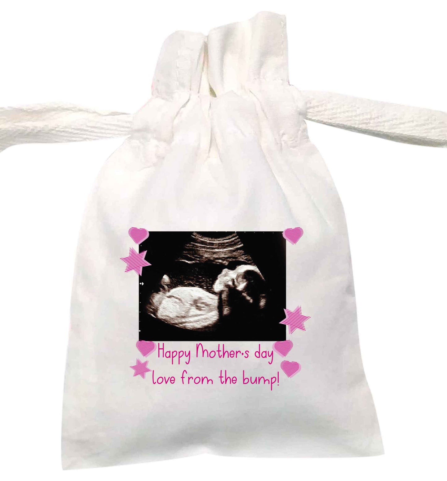 Happy Mother's day love from the bump - pink | XS - L | Pouch / Drawstring bag / Sack | Organic Cotton | Bulk discounts available!