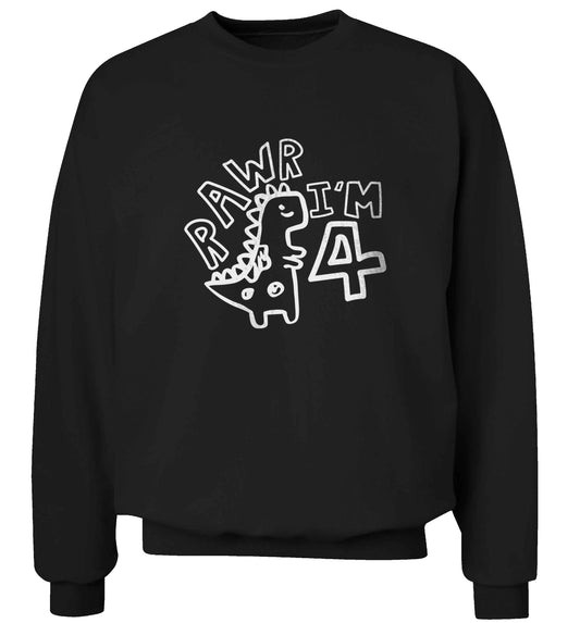 Rawr I'm four - personalise with ANY age! adult's unisex black sweater 2XL