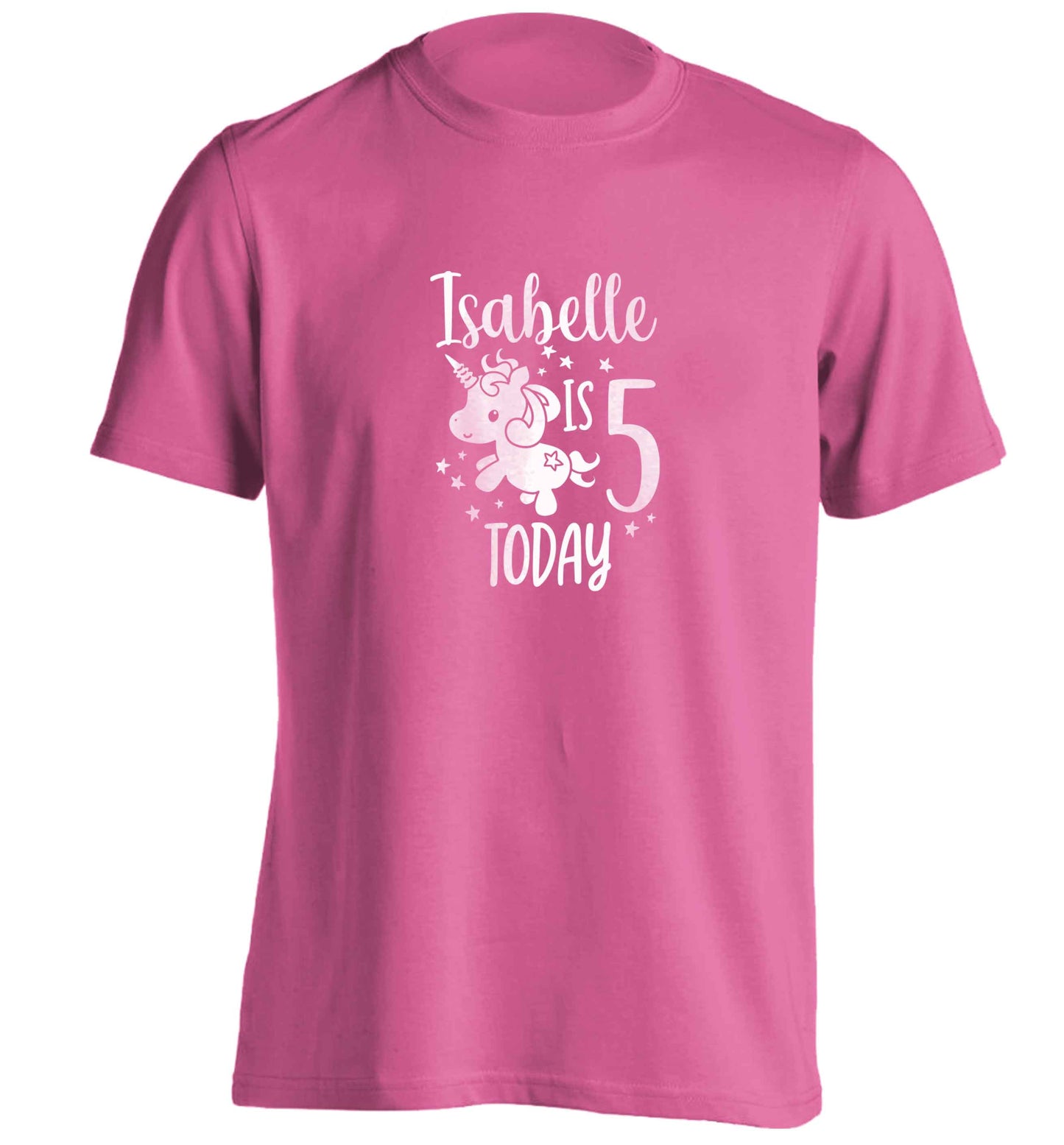 Today I am - Personalise with any name or age! Birthday unicorn adults unisex pink Tshirt 2XL