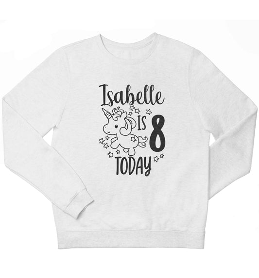 Today I am - Personalise with any name or age! Birthday unicorn children's white sweater 12-13 Years