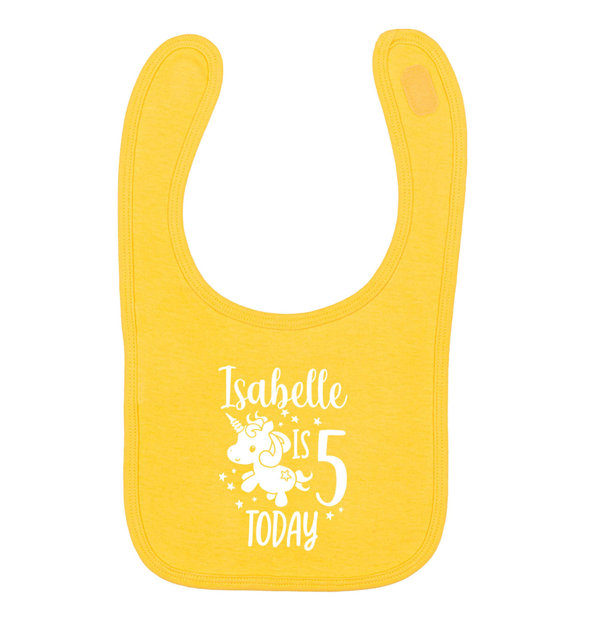 Today I am - Personalise with any name or age! Birthday unicorn yellow baby bib