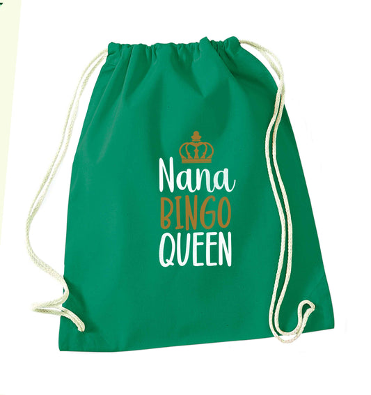 Personalised bingo queen green drawstring bag