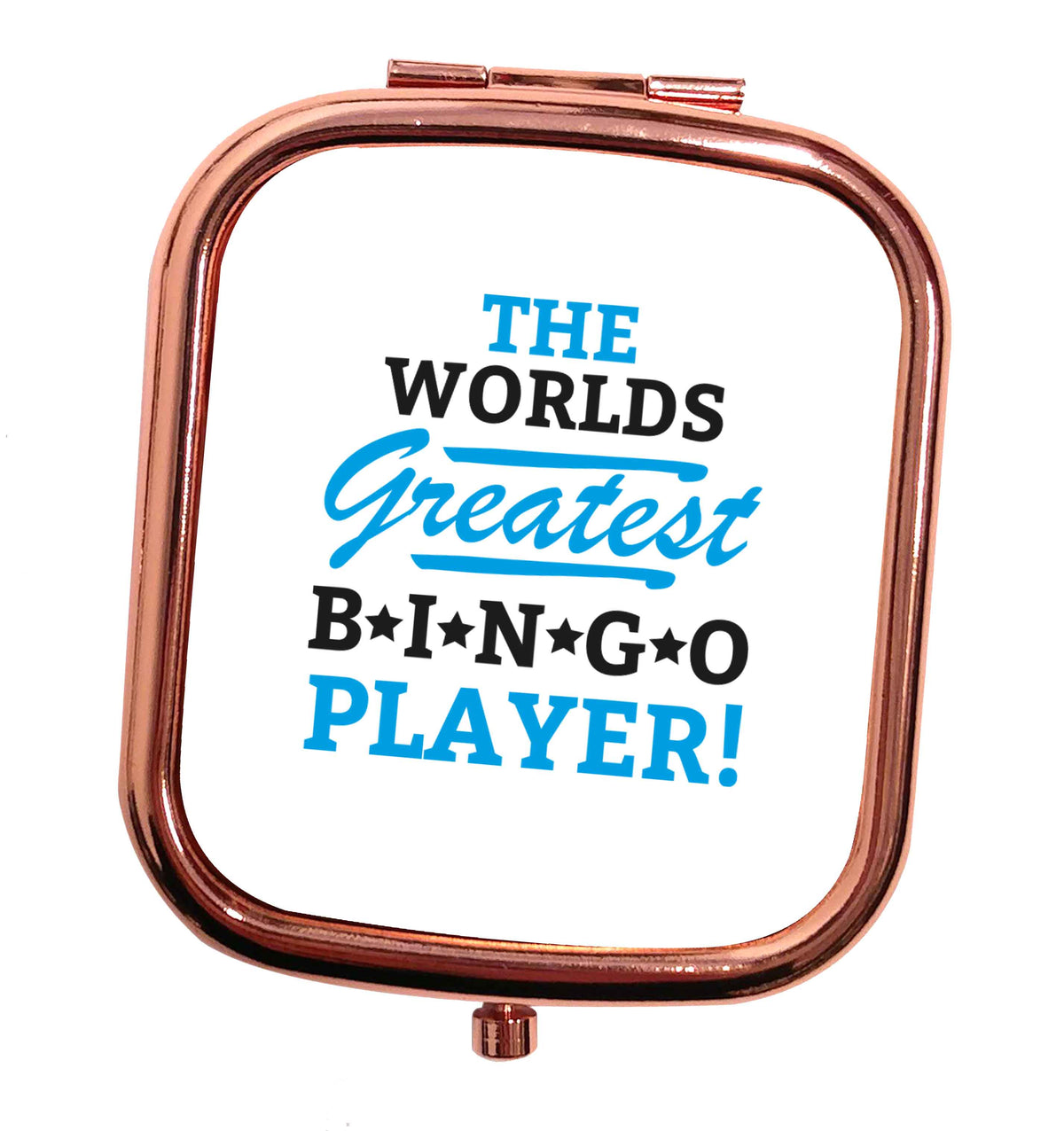 Worlds greatest bingo player rose gold square pocket mirror