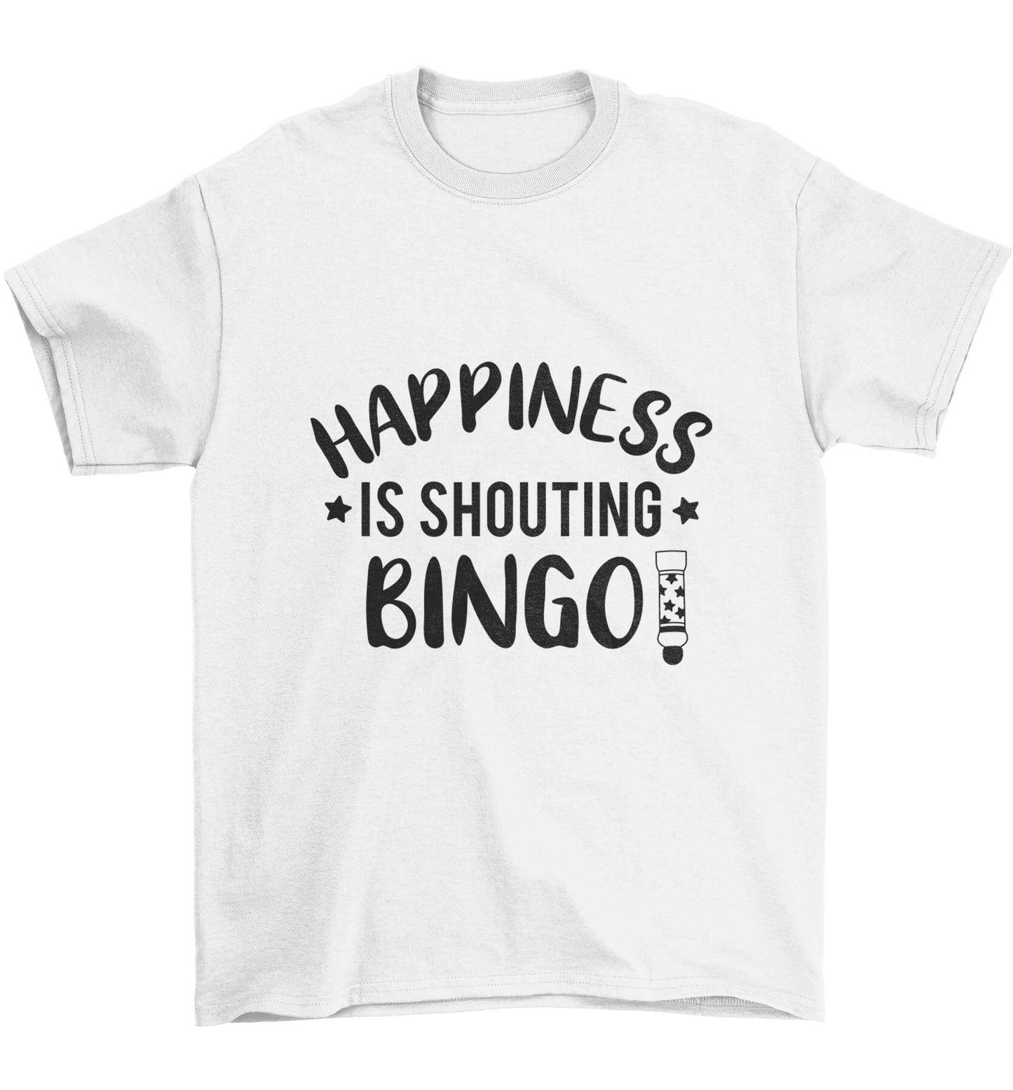 Happiness is shouting bingo! Children's white Tshirt 12-13 Years