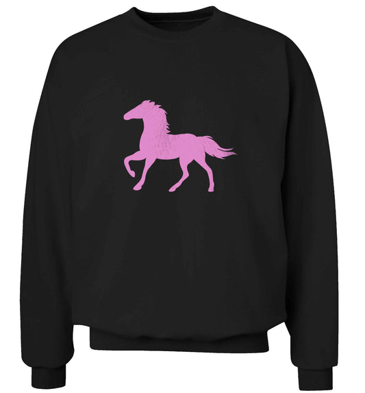 Pink horse adult's unisex black sweater 2XL