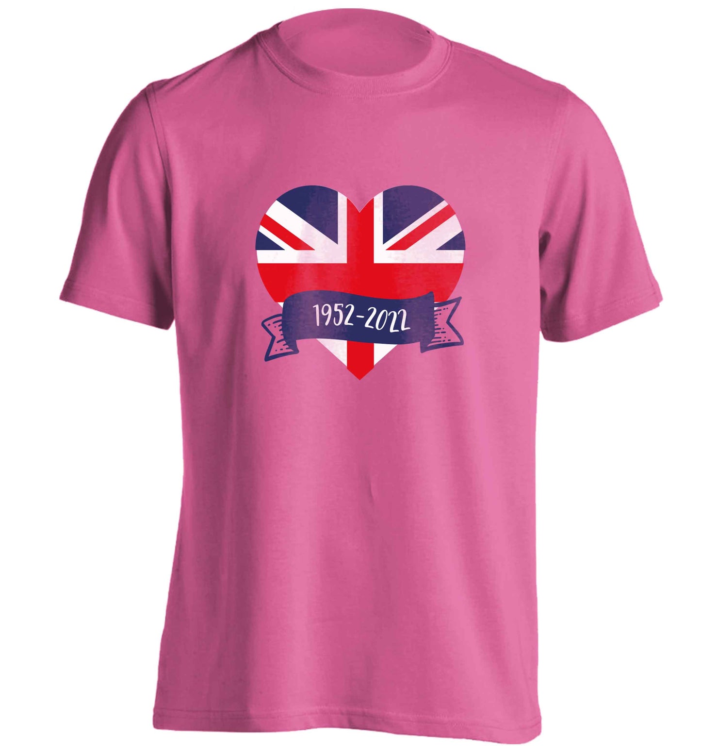British flag heart Queens jubilee adults unisex pink Tshirt 2XL