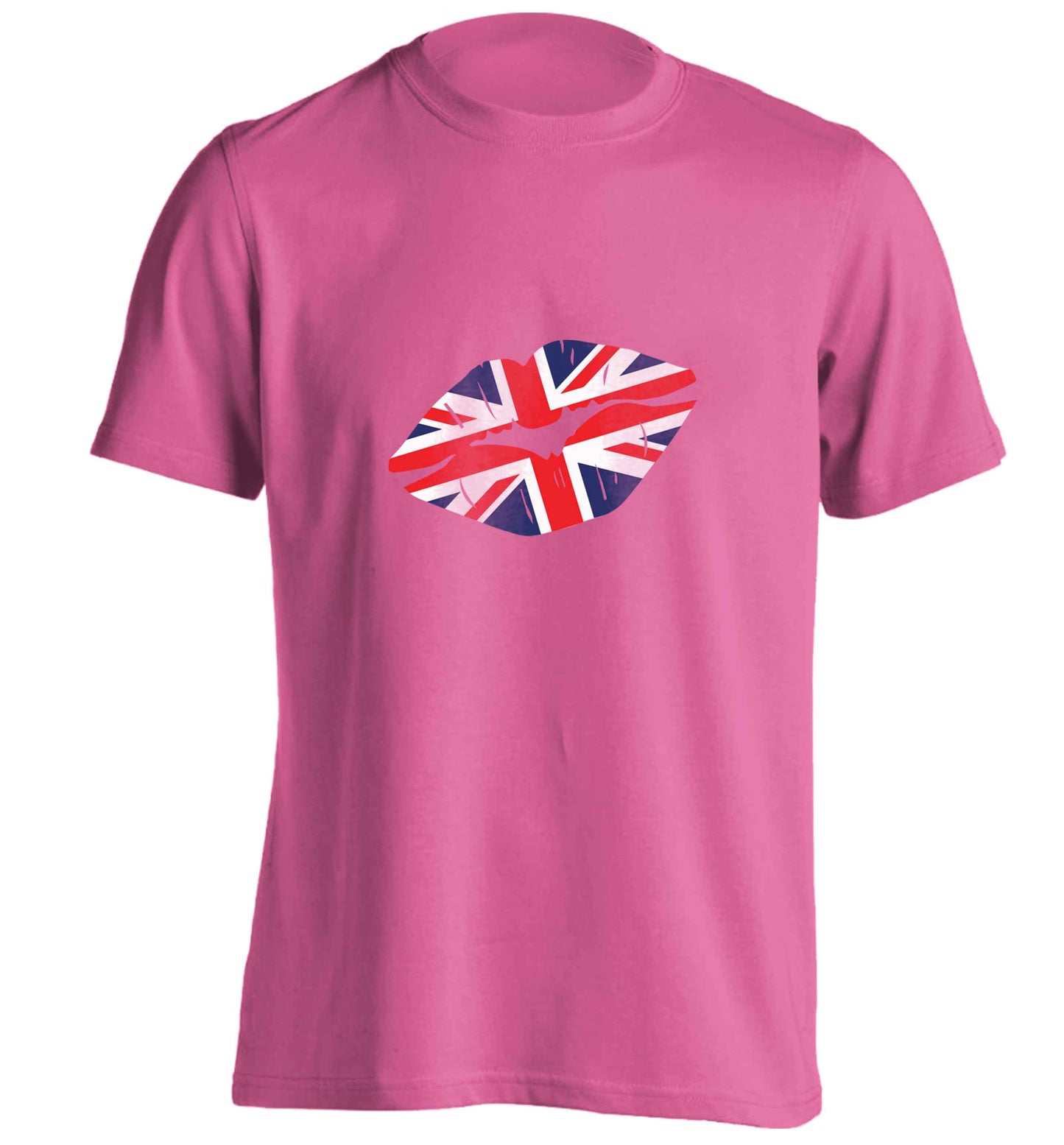 British flag kiss adults unisex pink Tshirt 2XL