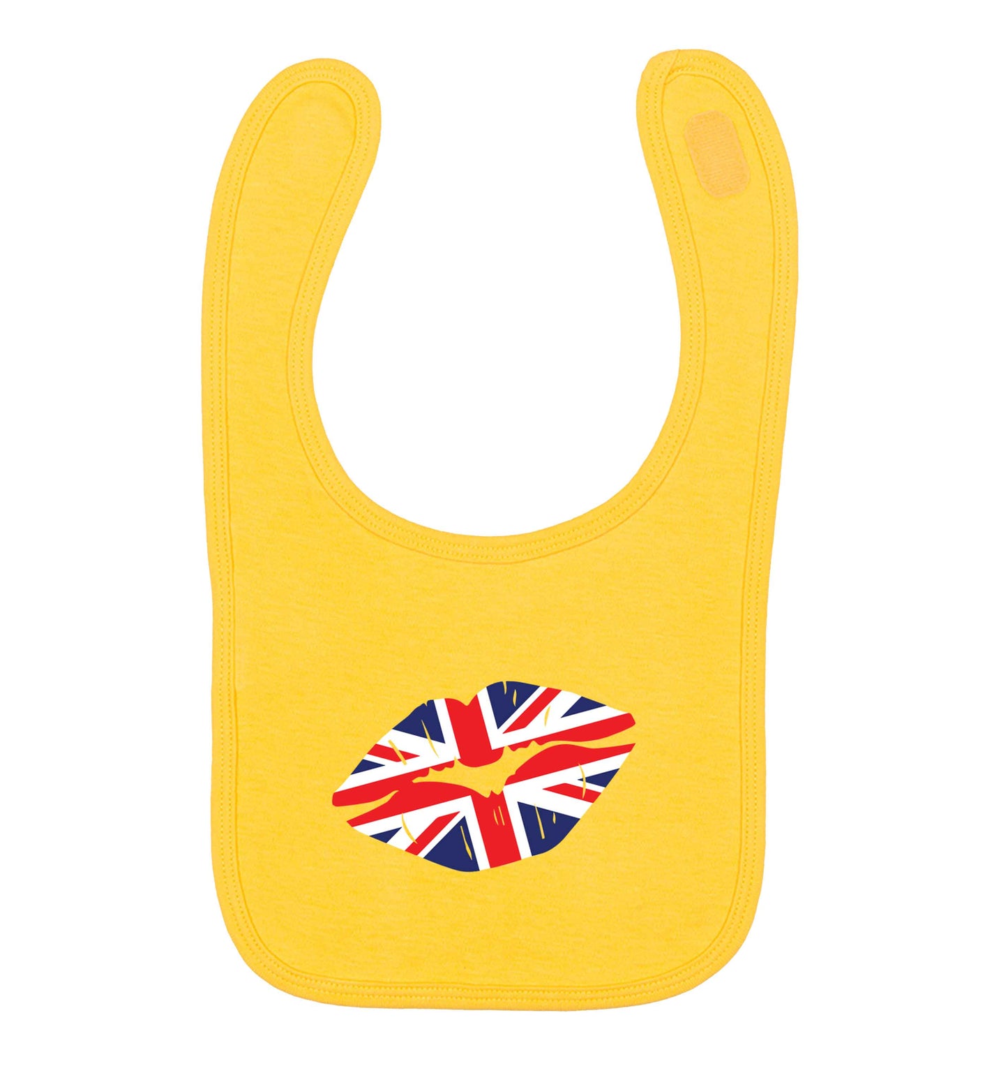 British flag kiss yellow baby bib