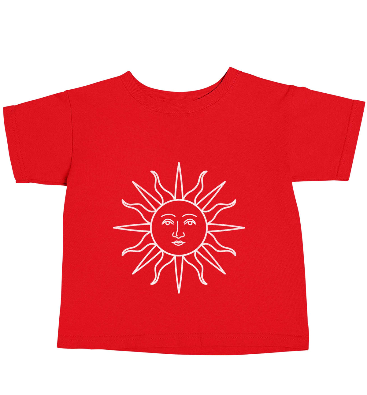 Sun face illustration red baby toddler Tshirt 2 Years