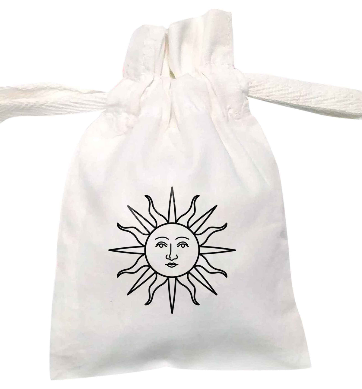 Sun face illustration | XS - L | Pouch / Drawstring bag / Sack | Organic Cotton | Bulk discounts available!