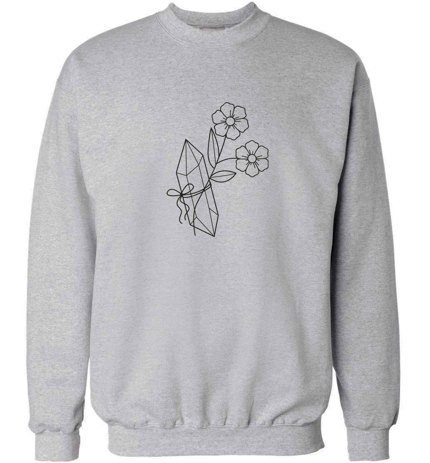 Crystal flower illustration adult's unisex grey sweater 2XL