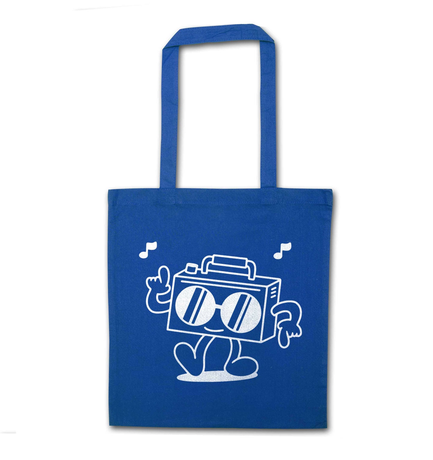 Boombox blue tote bag