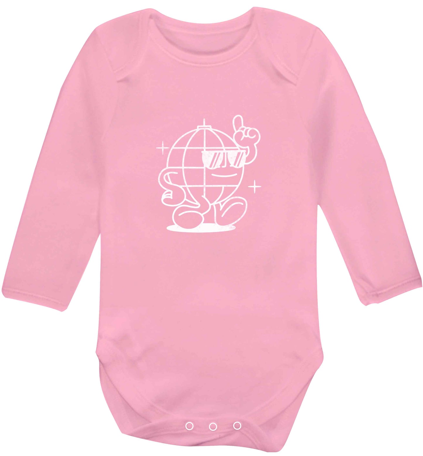 Disco ball baby vest long sleeved pale pink 6-12 months