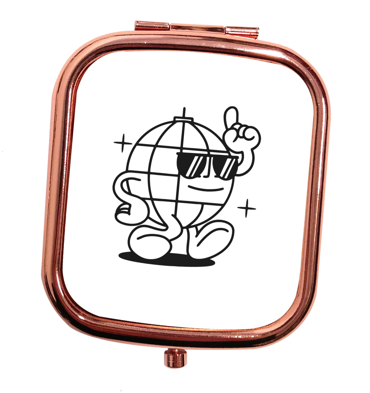 Disco ball rose gold square pocket mirror