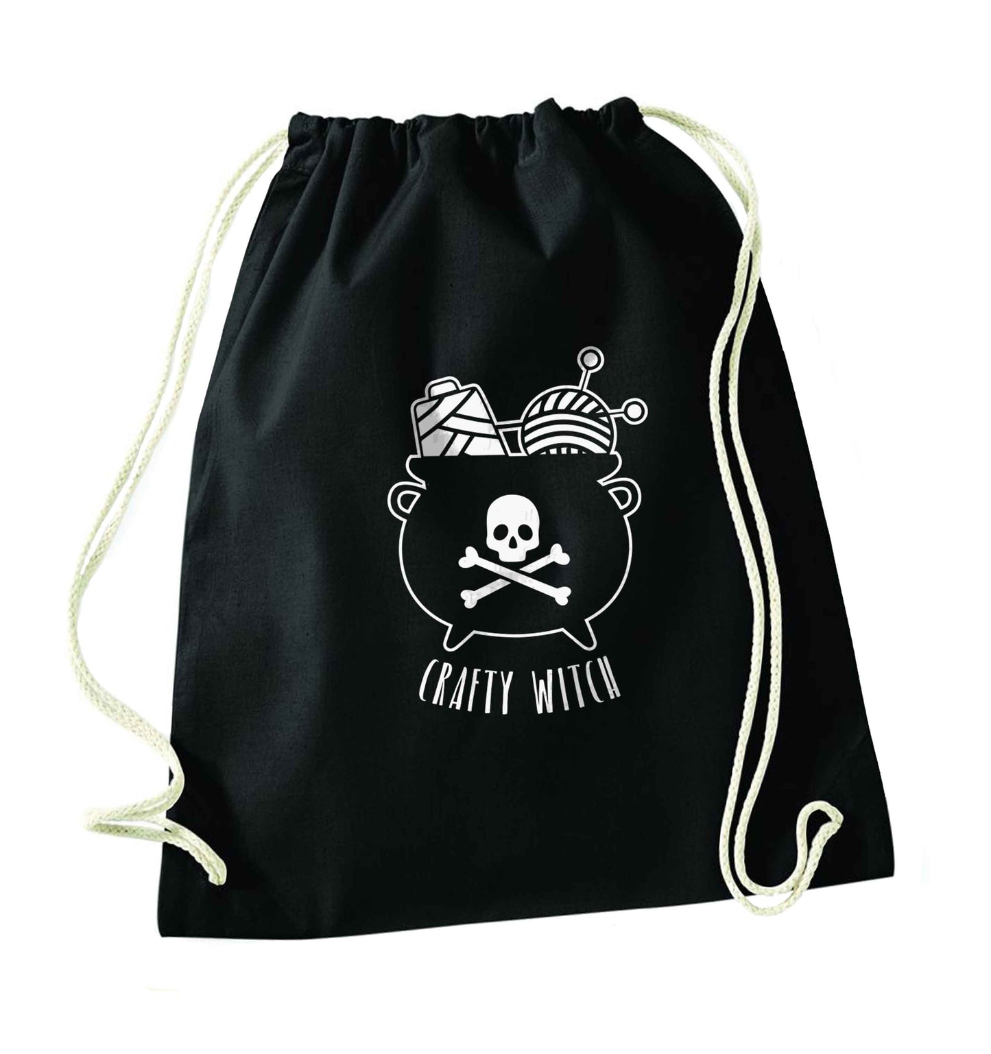 Crafty witch black drawstring bag
