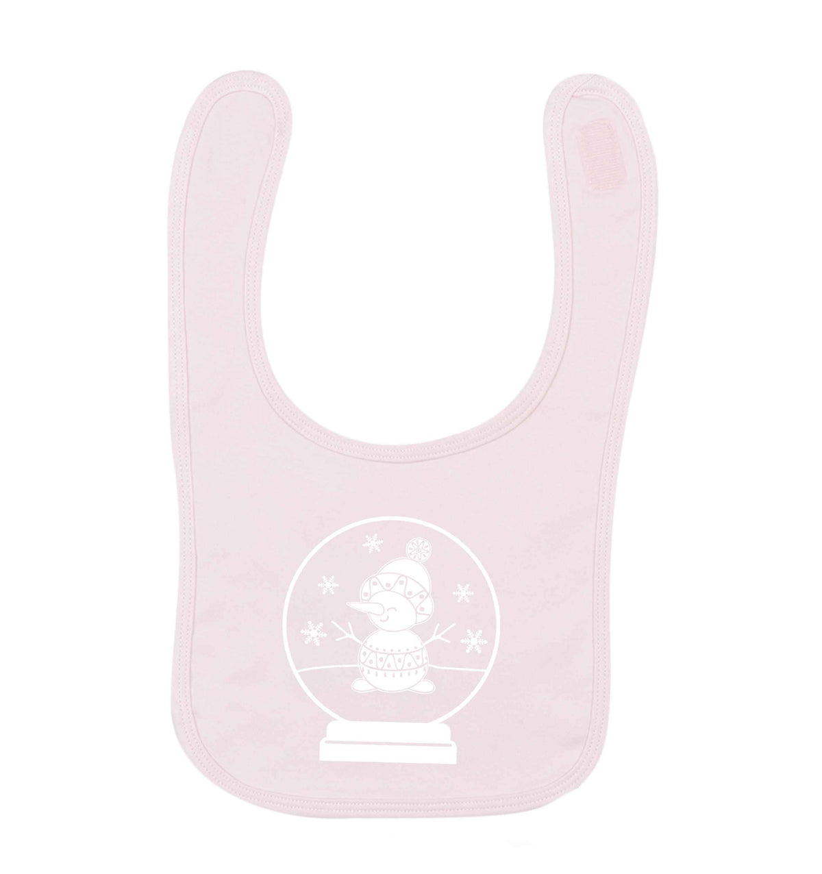 Snowman Snowglobe pale pink baby bib