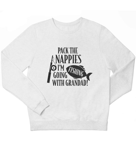 Pack the nappies I'm going fishing with Grandad children's white sweater 12-13 Years