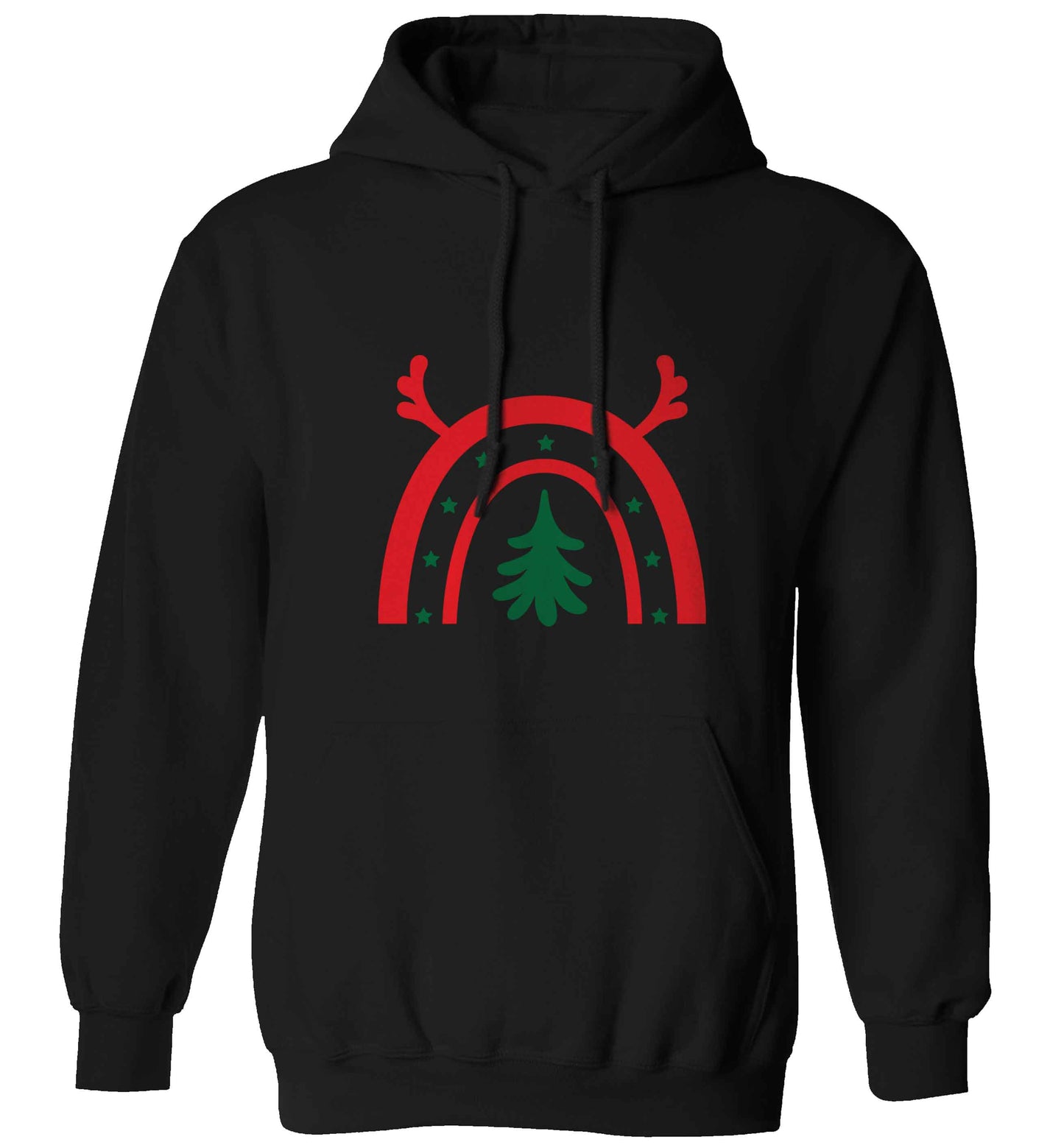 Christmas rainbow adults unisex black hoodie 2XL