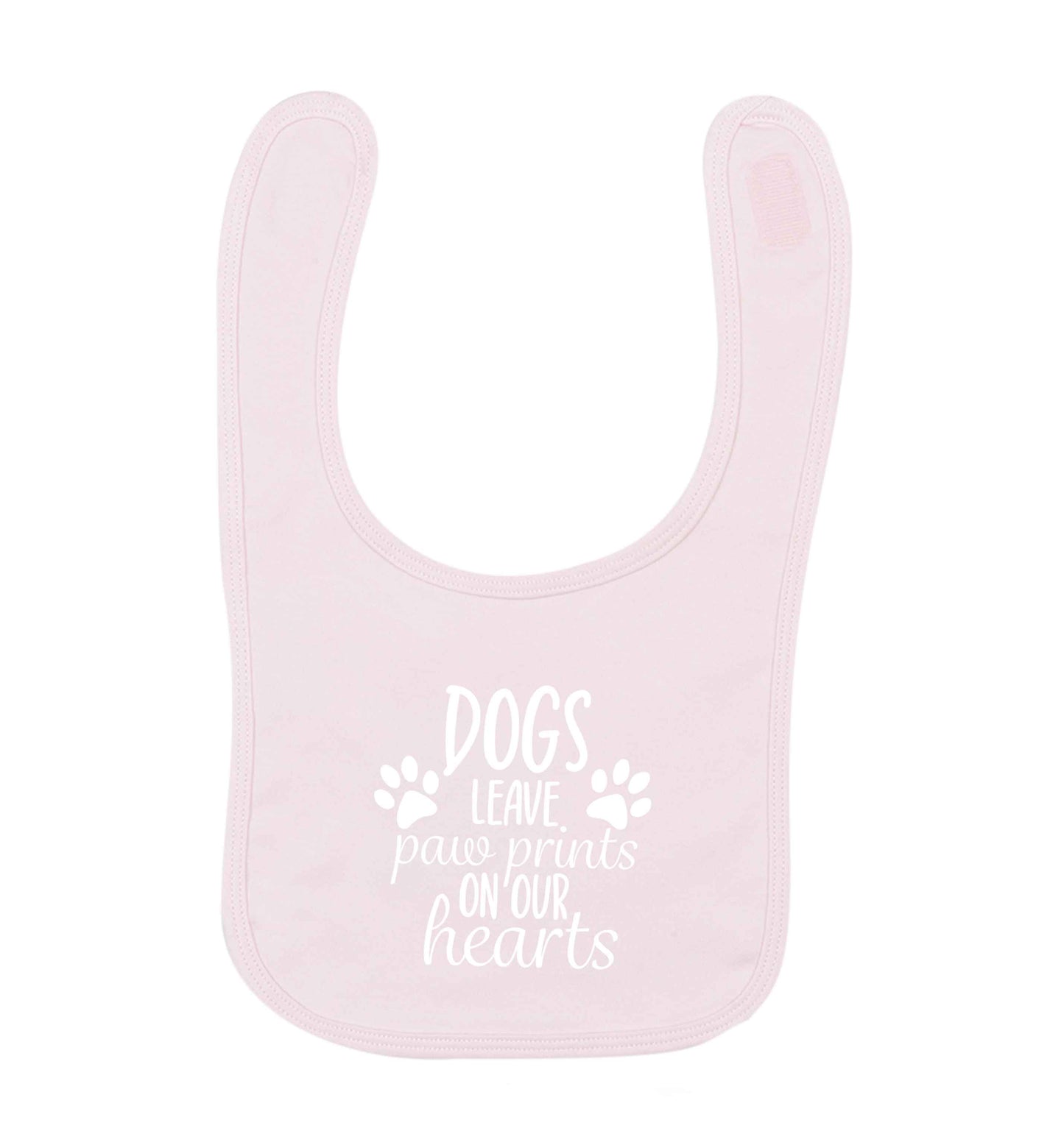 Dog leave paw prints on our hearts pale pink baby bib