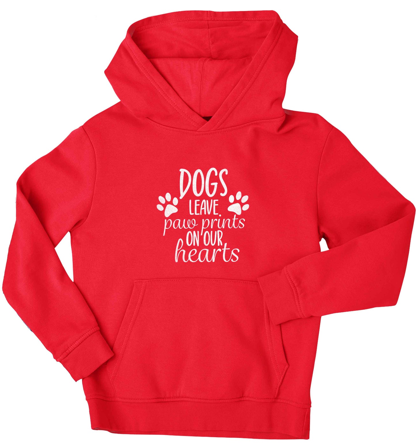 Dog leave paw prints on our hearts children's red hoodie 12-13 Years