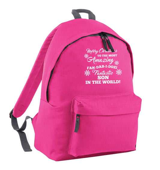 Merry Christmas to the most amazing fan-dab-i-dozi fantasic Son in the world pink children's backpack