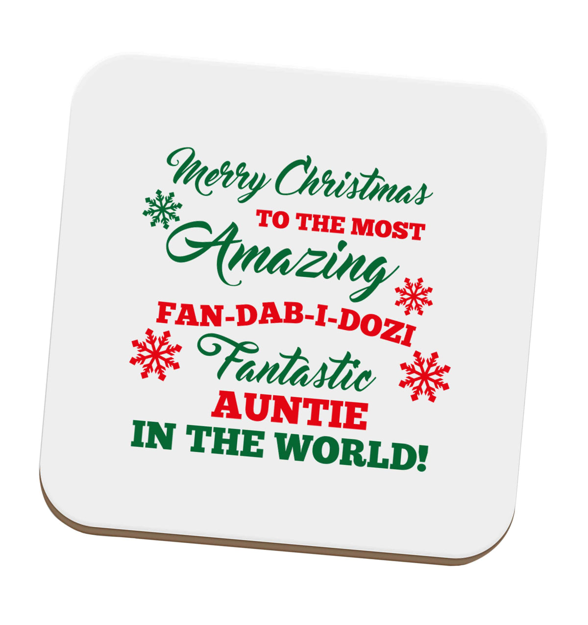Merry Christmas to the most amazing fan-dab-i-dozi fantasic Auntie in the world set of four coasters