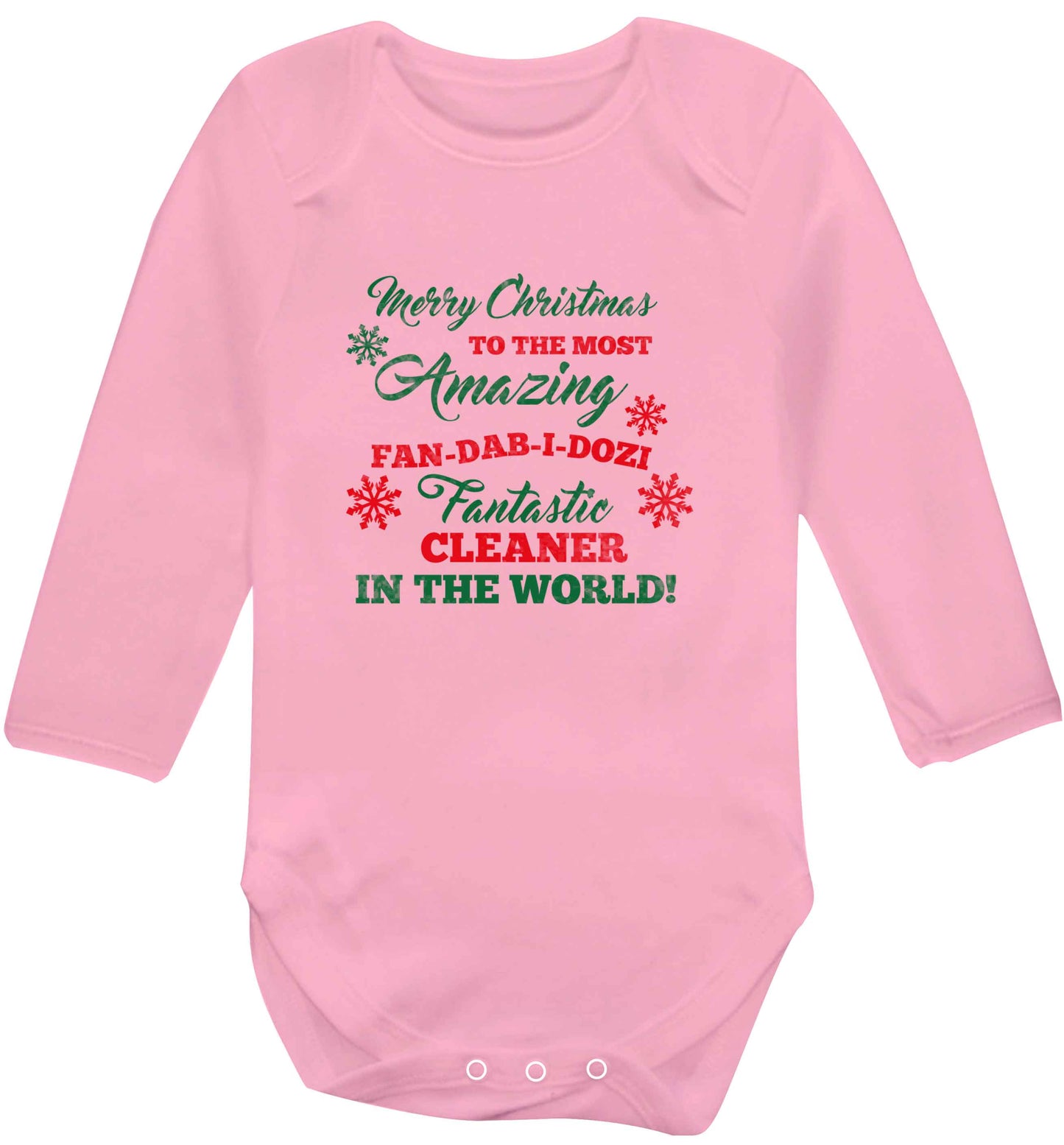 Merry Christmas to the most amazing fan-dab-i-dozi fantasic cleaner in the world baby vest long sleeved pale pink 6-12 months