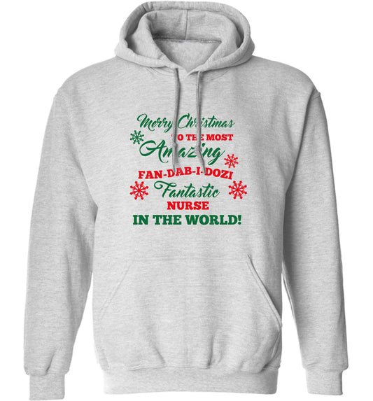 Merry Christmas to the most amazing nurse in the world! adults unisex grey hoodie 2XL