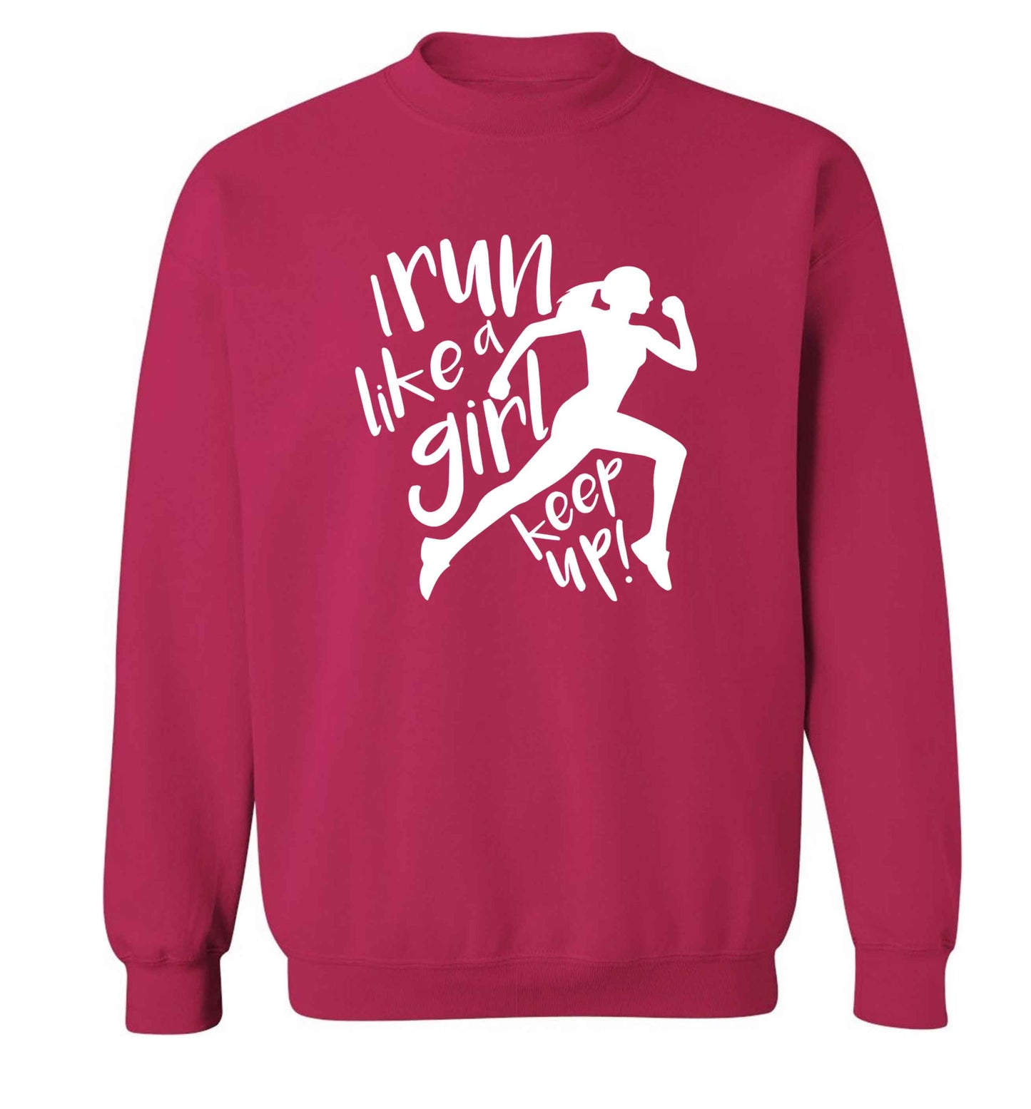 I run like a girl, keep up! adult's unisex pink sweater 2XL