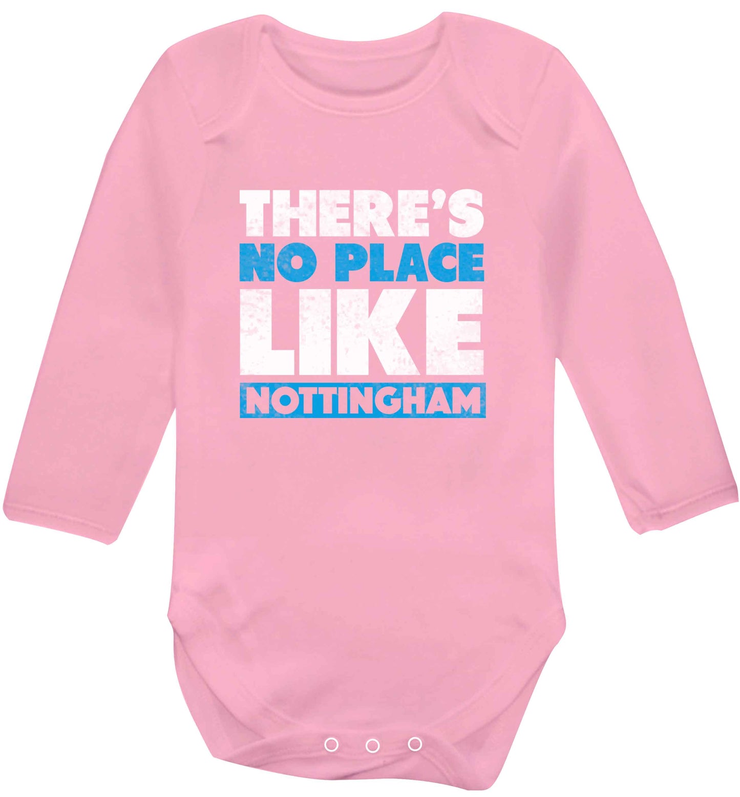 There's no place like Nottingham baby vest long sleeved pale pink 6-12 months