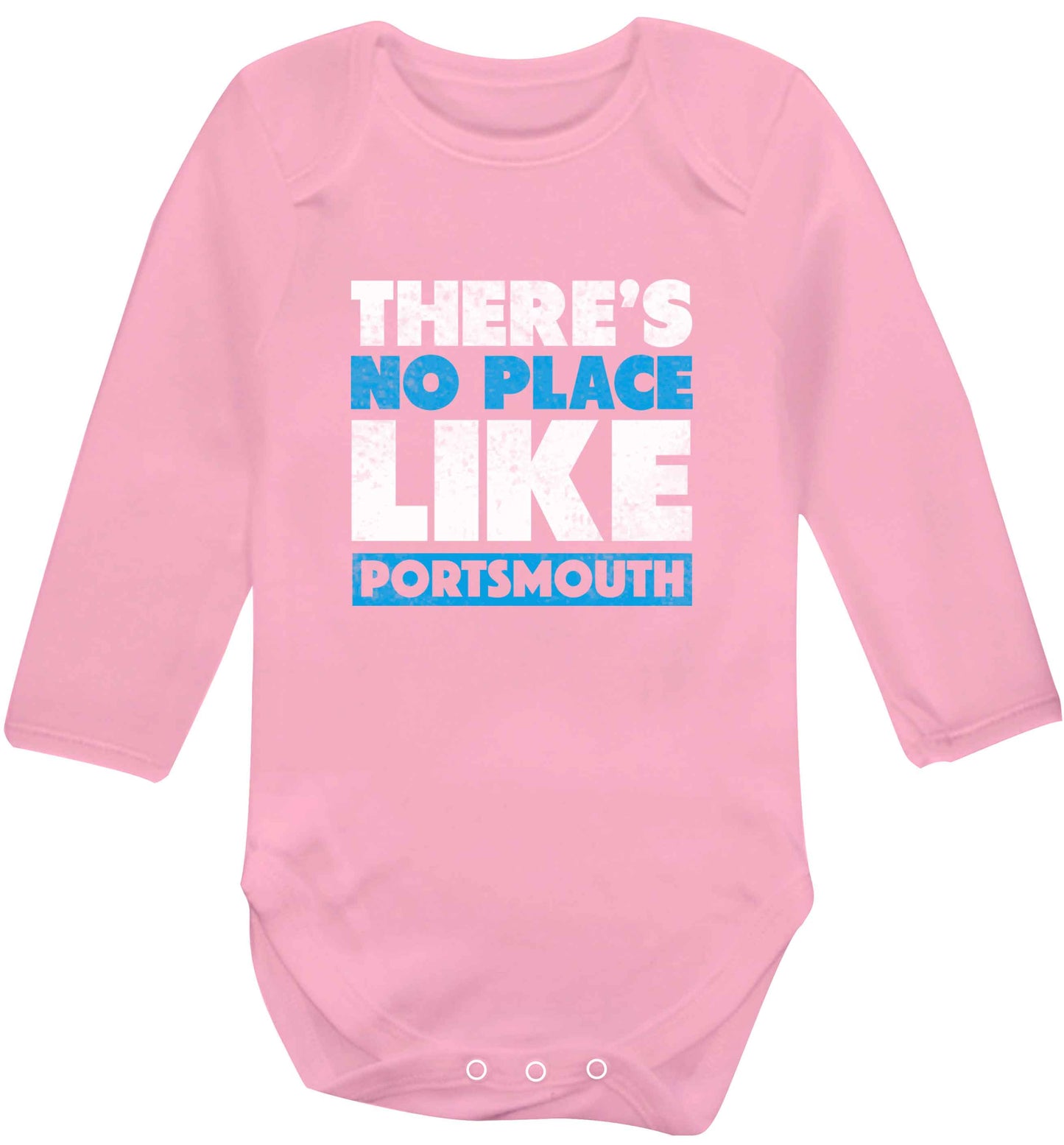There's no place like Porstmouth baby vest long sleeved pale pink 6-12 months