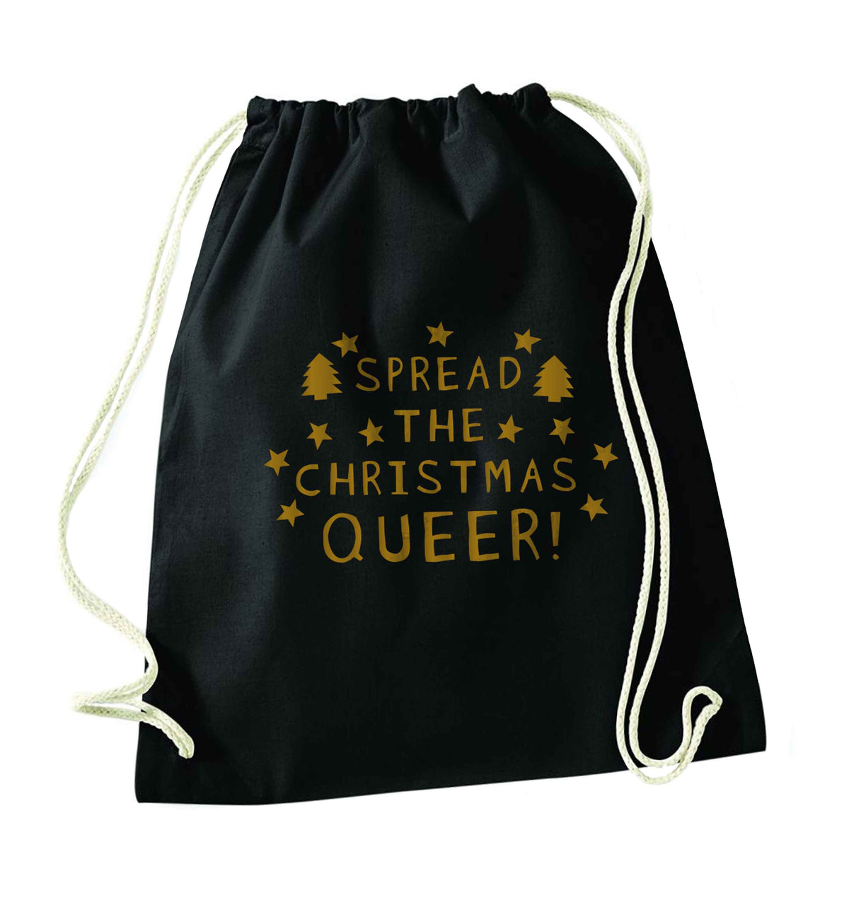 Spread the Christmas queer black drawstring bag