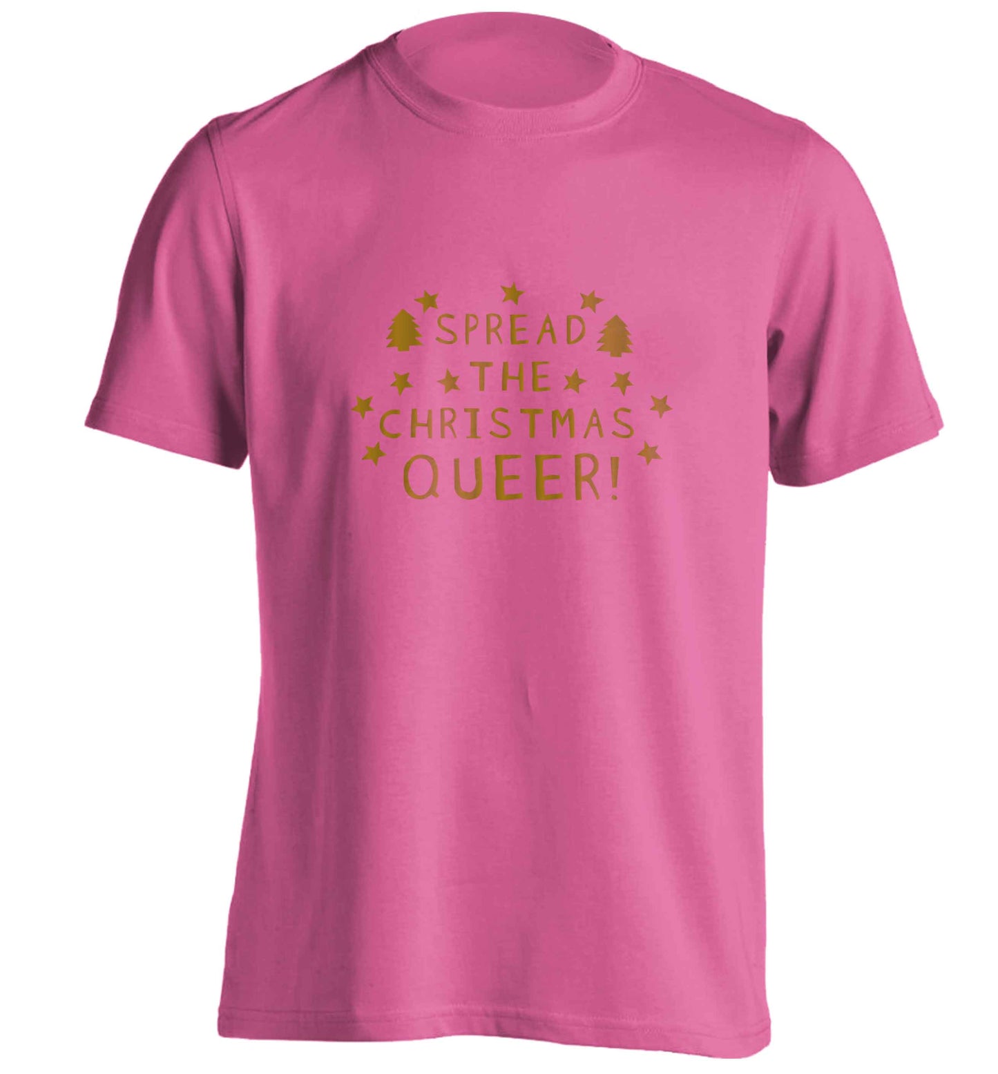 Spread the Christmas queer adults unisex pink Tshirt 2XL