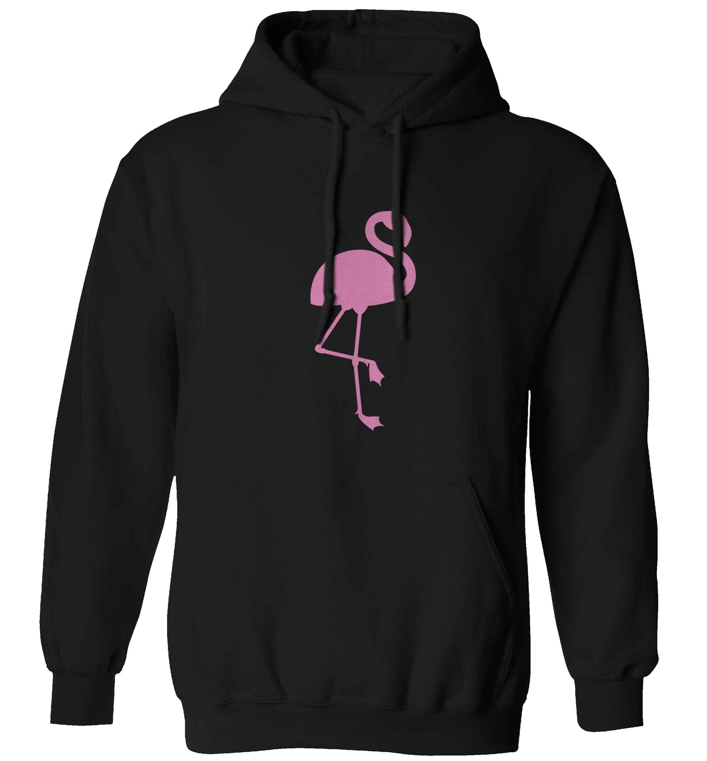Pink flamingo adults unisex black hoodie 2XL