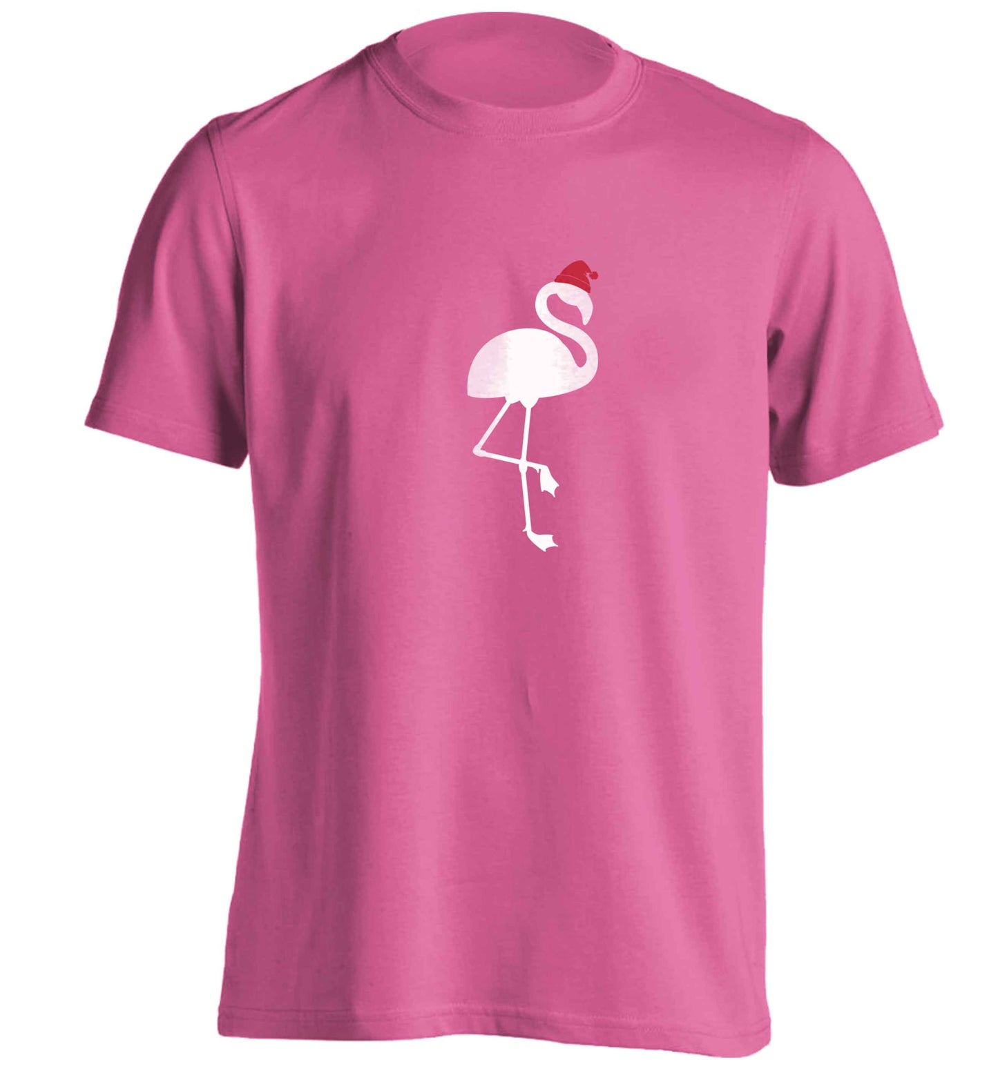 Pink flamingo santa adults unisex pink Tshirt 2XL
